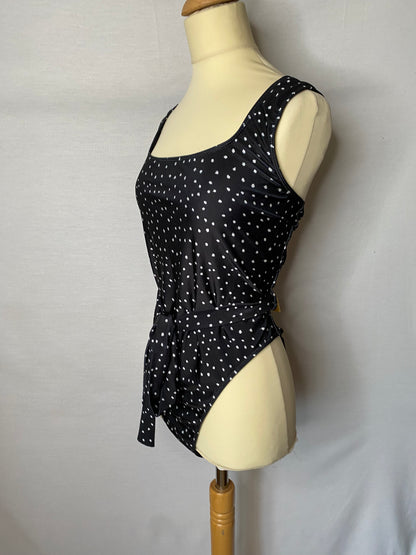 In the style - 18 new with tags black white polka dot swimsuit with belt