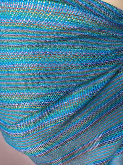 Unbranded - blue with rainbow stripes shawl sarong wrap scarf