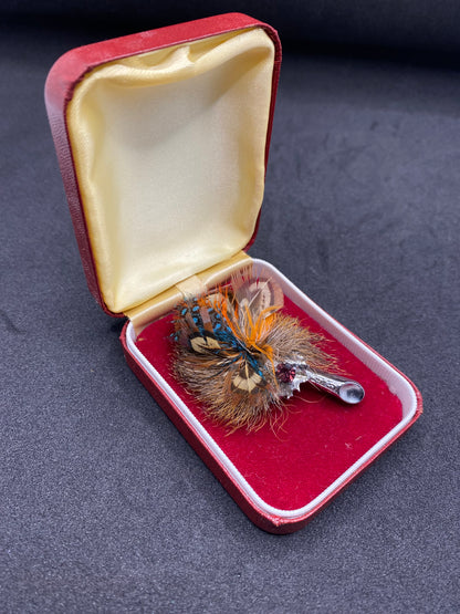 Genuine feather vintage brooch pin
