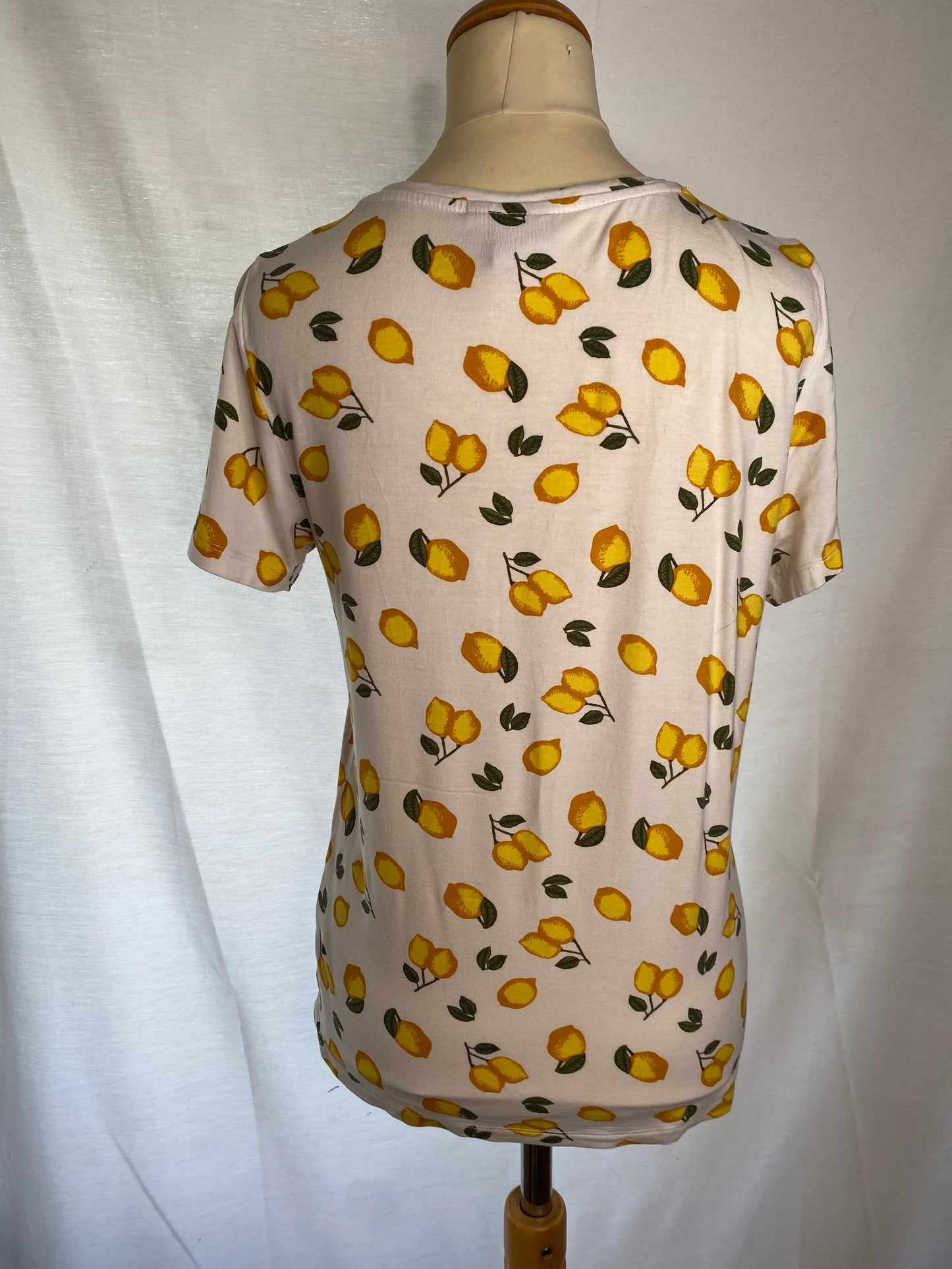 ICHI - XS 6 - white yellow lemon print T-shirt