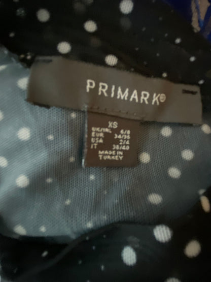 Primark- XS 8 - black white spot high neck mesh top
