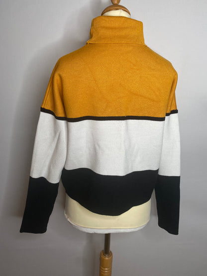 New Look - S 8 - mustard black white cropped high neck sweater