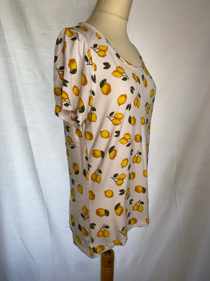 ICHI - XS 6 - white yellow lemon print T-shirt