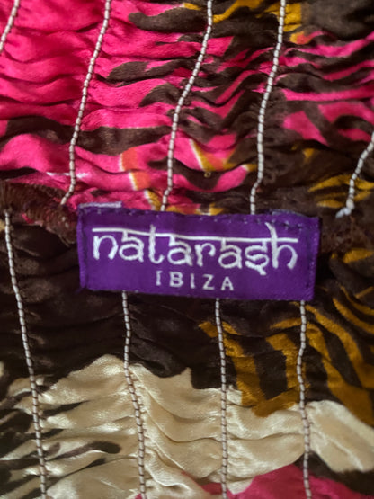 Natarash Ibiza - S 8 - brown pink floral rush top knee length strapless dress