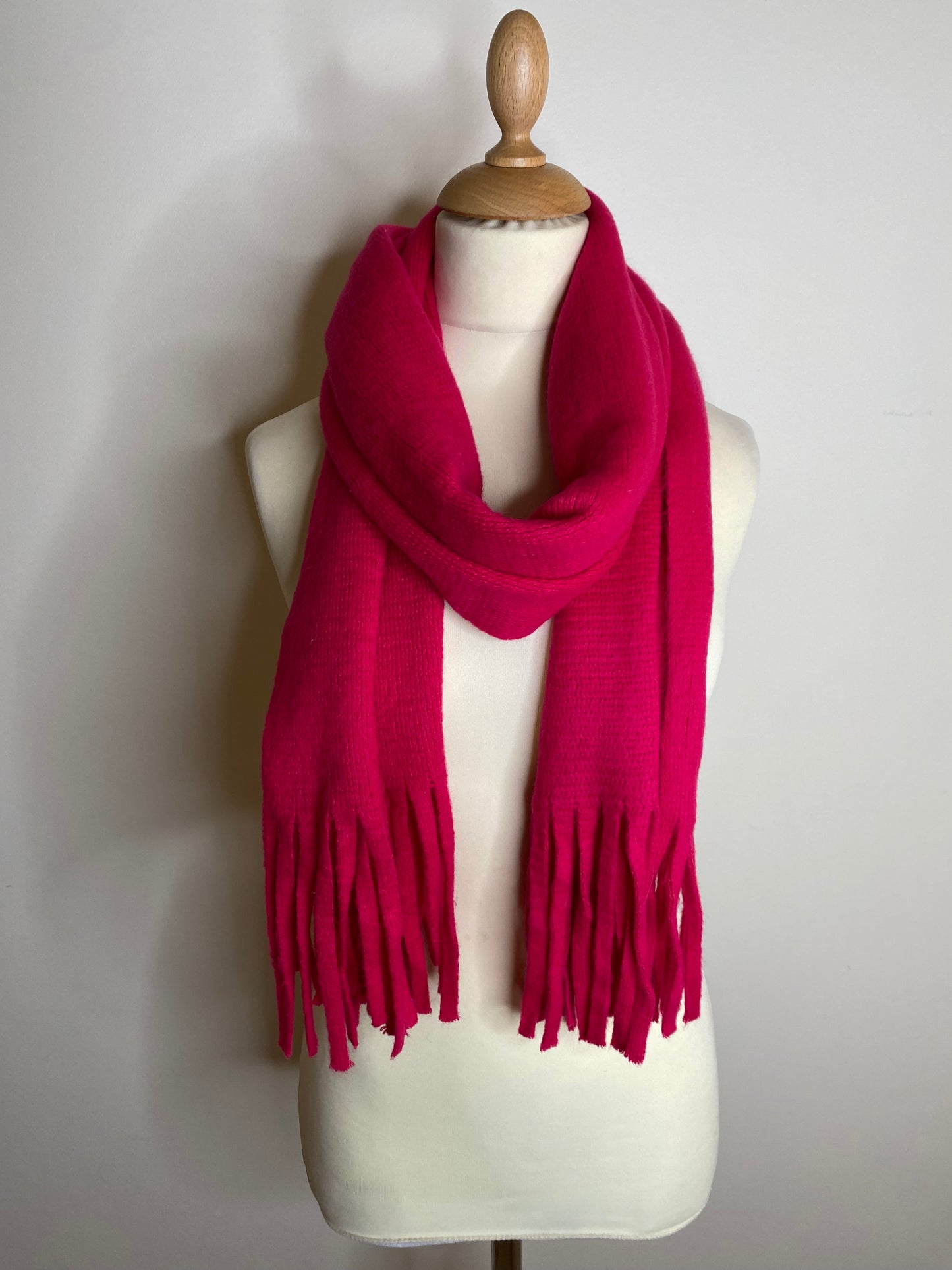 No brand - pink knit long tasseled scarf