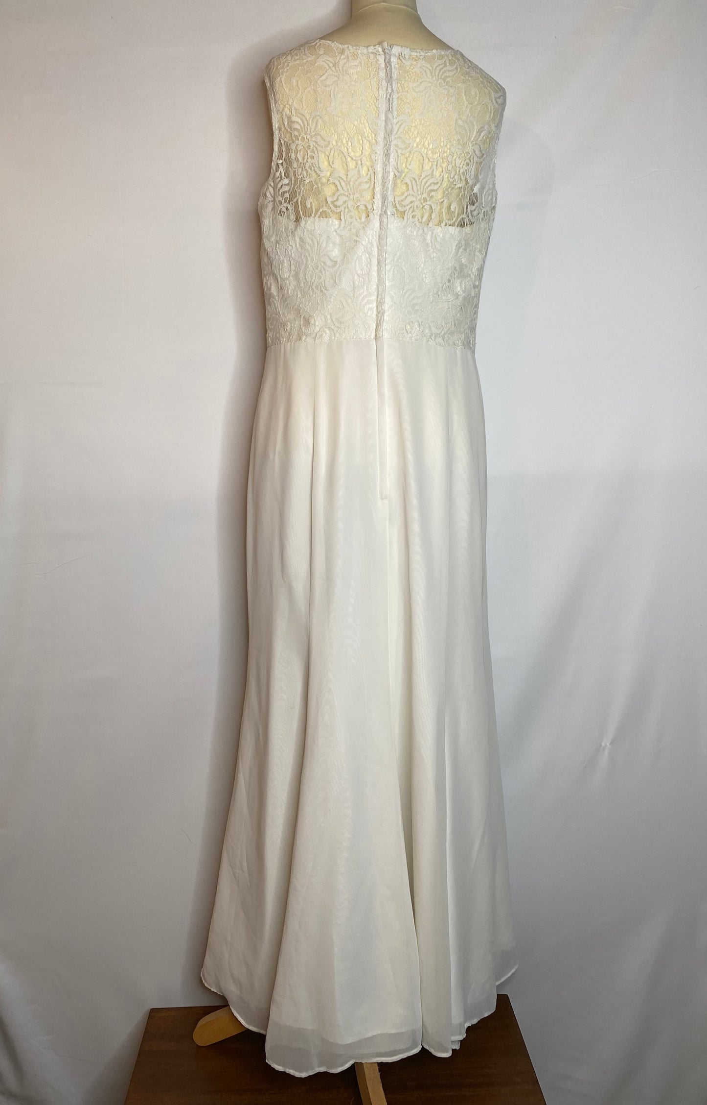 Alexia - XXL 16 - ivory sleeveless lace bodice satin fit flare maxi wedding dres