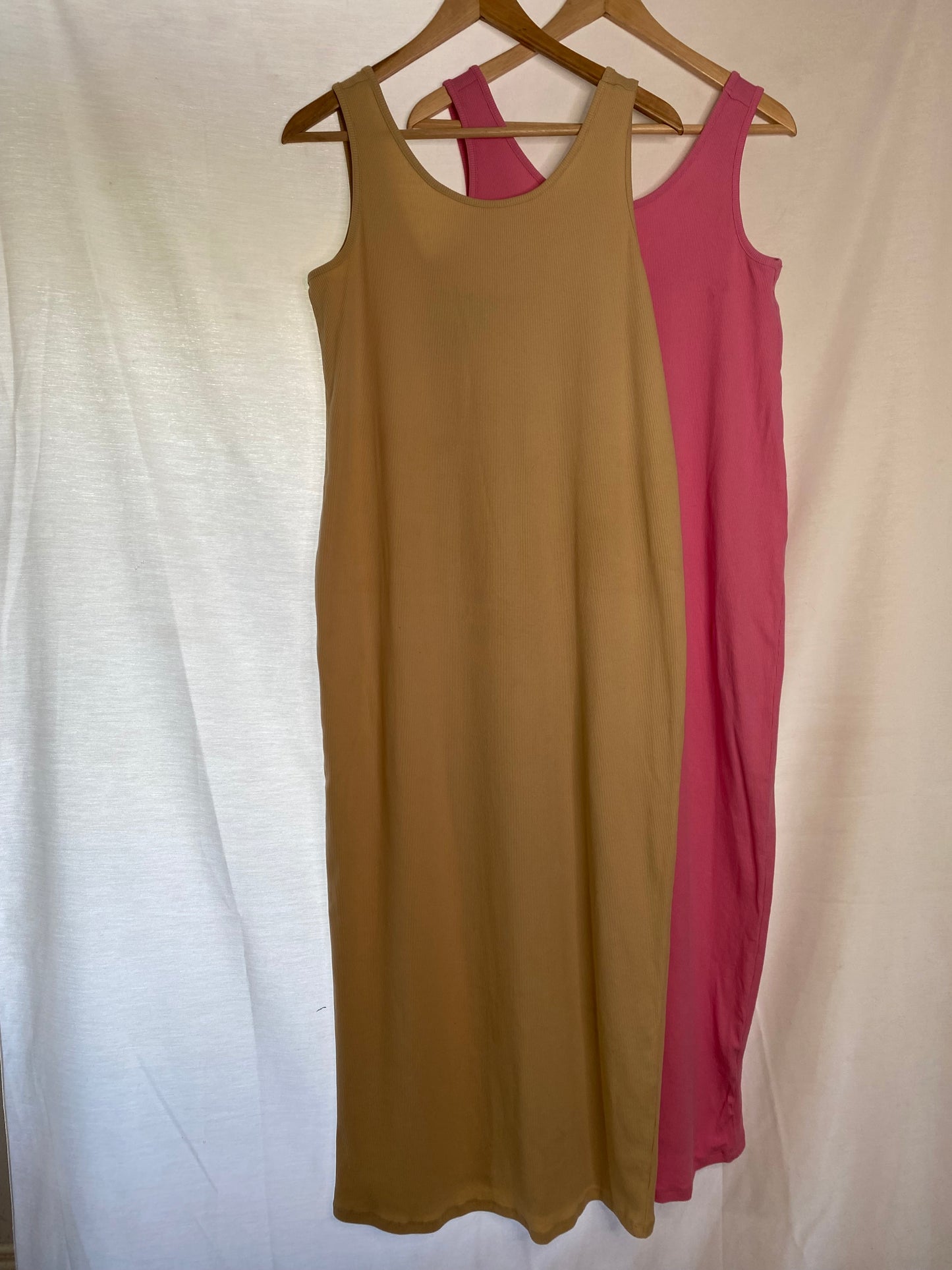 New look maternity - M 10 - 2 piece pink beige long ribbed sleeveless dress