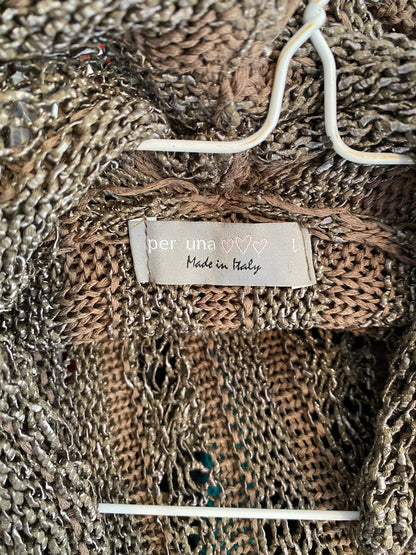 Per Una - L/12 - metallic loose knit short sleeved cardigan