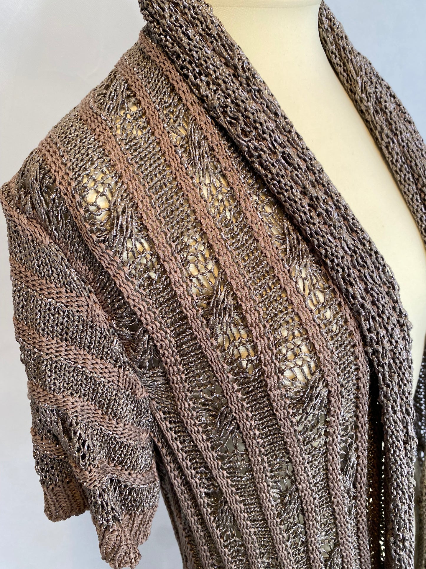 Per Una - L/12 - metallic loose knit short sleeved cardigan