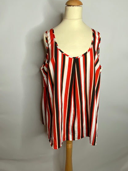 Anthology - XXL 16 - black red white striped pleat front cami top