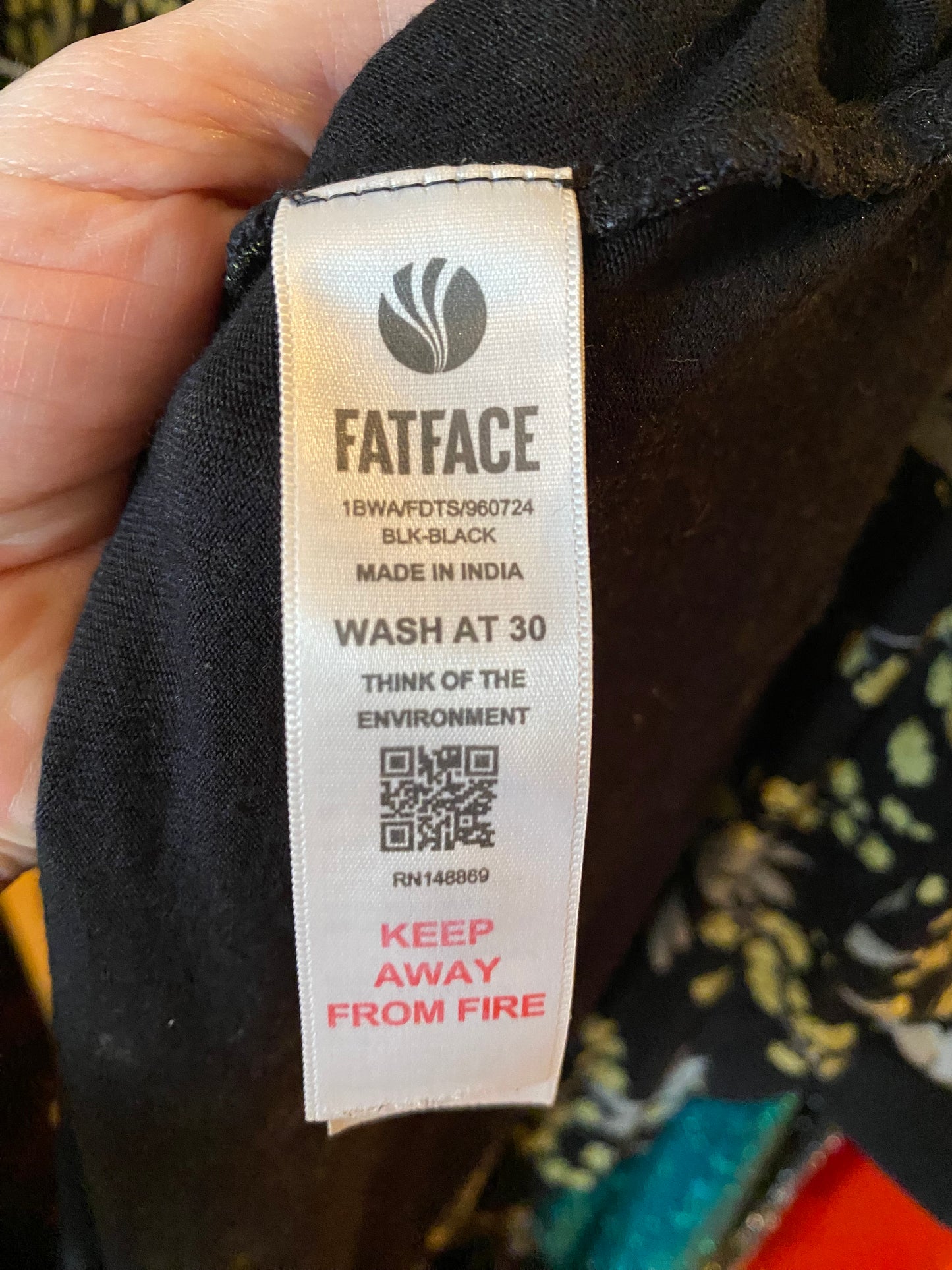 Fat Face - M 10 - Black yellow ditsy flower jersey swing knee length dress